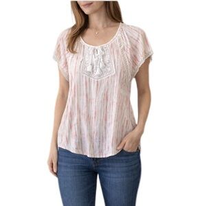 Good Hart Boho Top Crochet and Lace Trim Spring and Summer Top Size Small